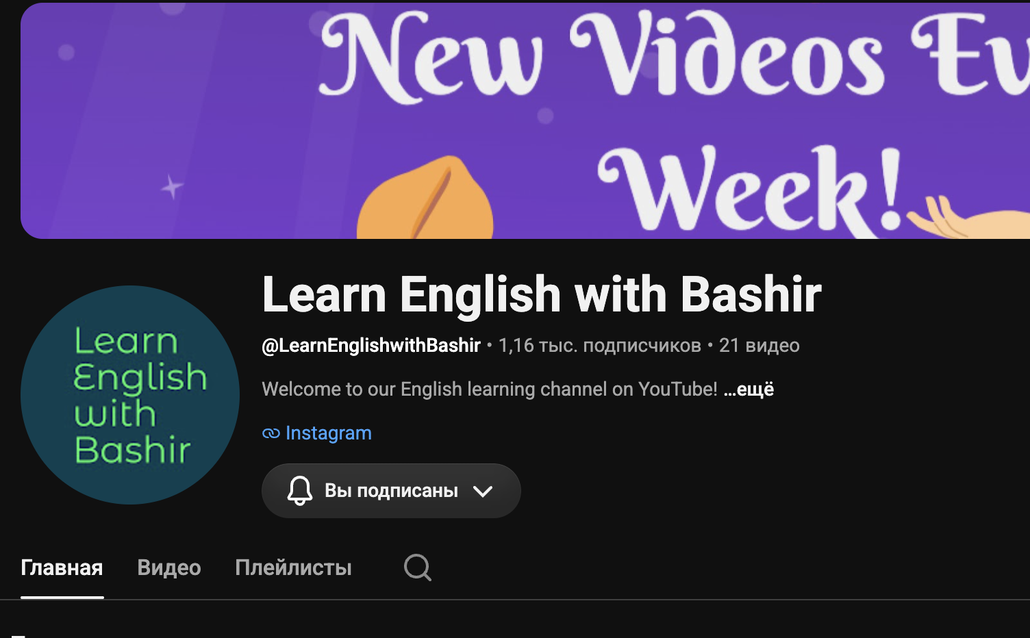 Learn English with Bashir - YouTube канал